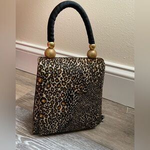 Vintage faux fur cheetah print handbag